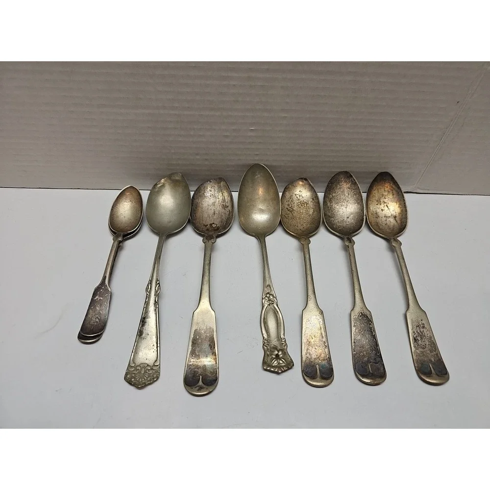 Vintage Various Brands Lot of WM Rogers Silverplate Flatware Set Metal 8 Spoons